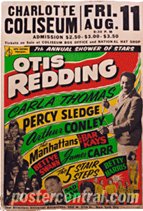 Otis Redding concert poster Charlotte Coliseum